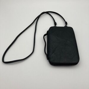 S-Q Rhona Black Zip Around Crossbody Passport Pouch Travel Purse Wallet